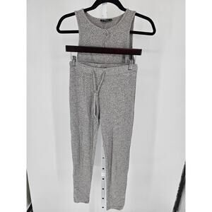 Shein Womens Sz M Sweatpants and Tank Top Athletic Set Gray Ribbed